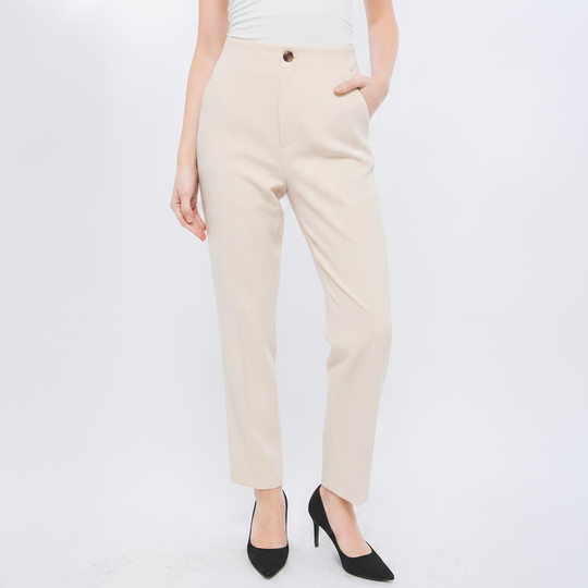 Pantalón de Vestir Mujer - Corte Recto y Tiro Alto