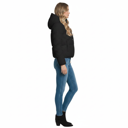 Chamarra Acolchada Con Capucha Ajustable Para Mujer