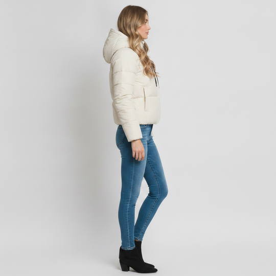 Chamarra Acolchada Con Capucha Ajustable Para Mujer