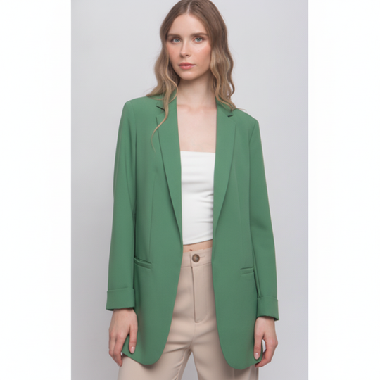 Saco Blazer Rosa Pastel para Mujer Oversize Formal y Casual