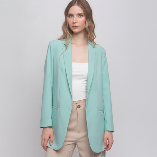 Saco Blazer Rosa Pastel para Mujer Oversize Formal y Casual
