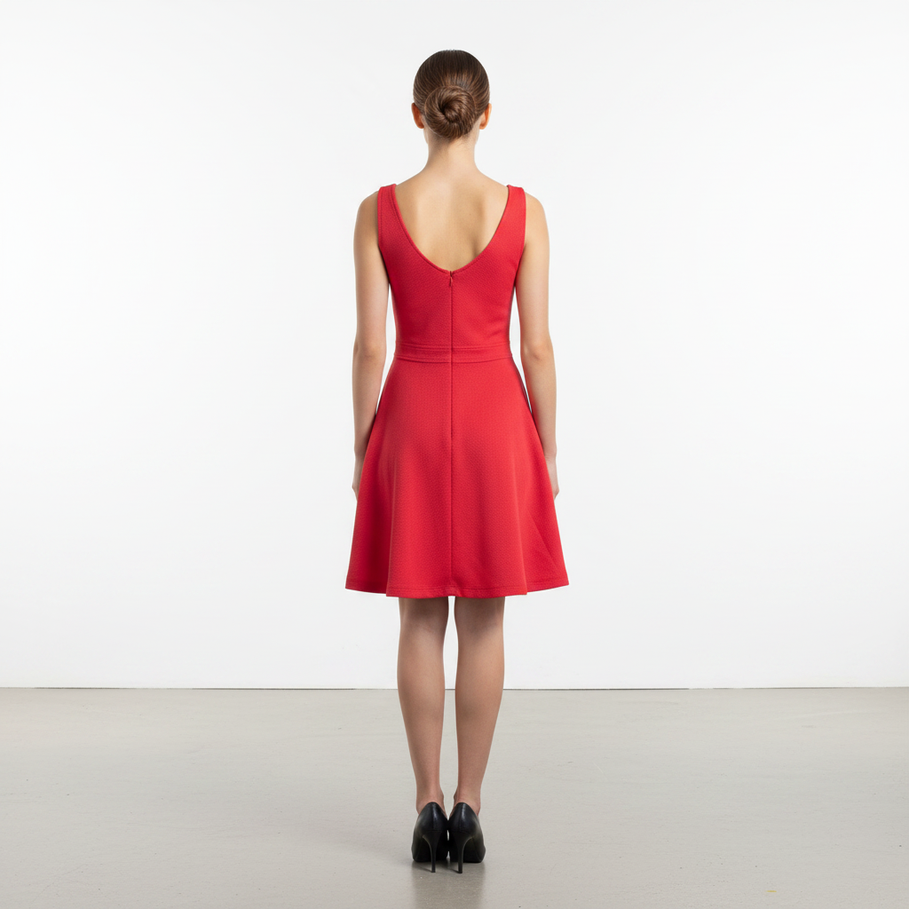 Vestido de Cóctel Corto Línea Sin Mangas con Cinturón Metálico