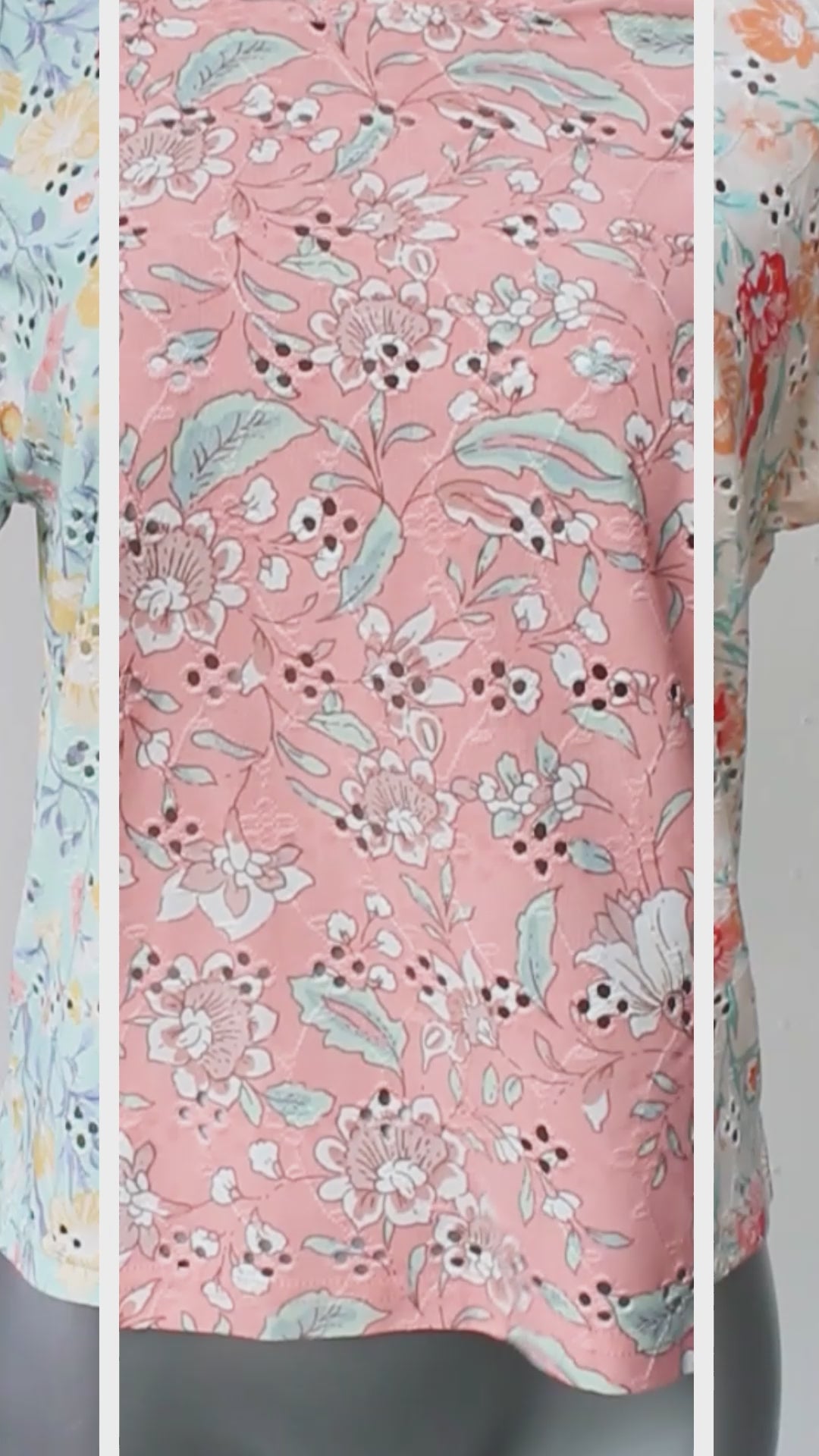 Blusa Floral con Detalles Calados