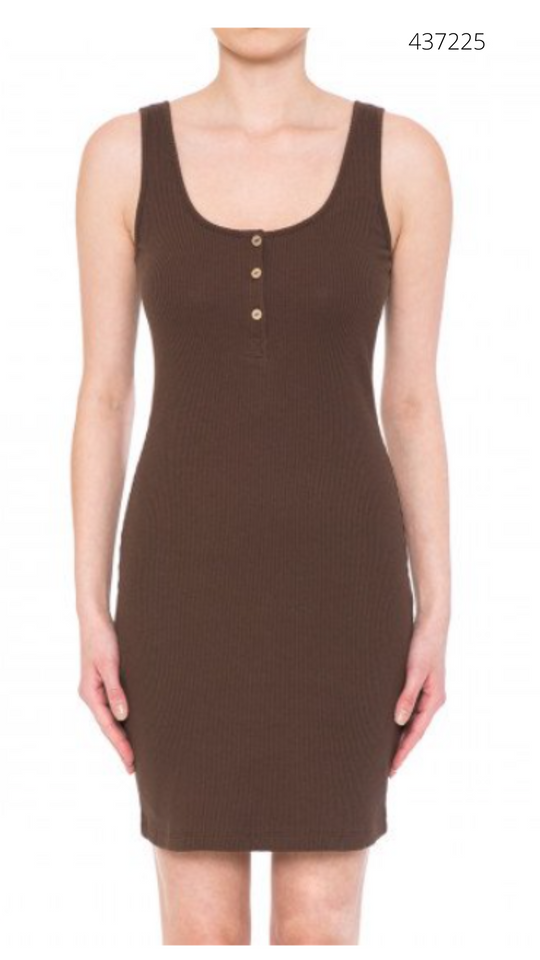 Vestido Ajustado Corto con Escote Redondo y Botones