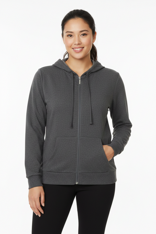 Sudadera Básica con Cierre Completo y Capucha de Mujer