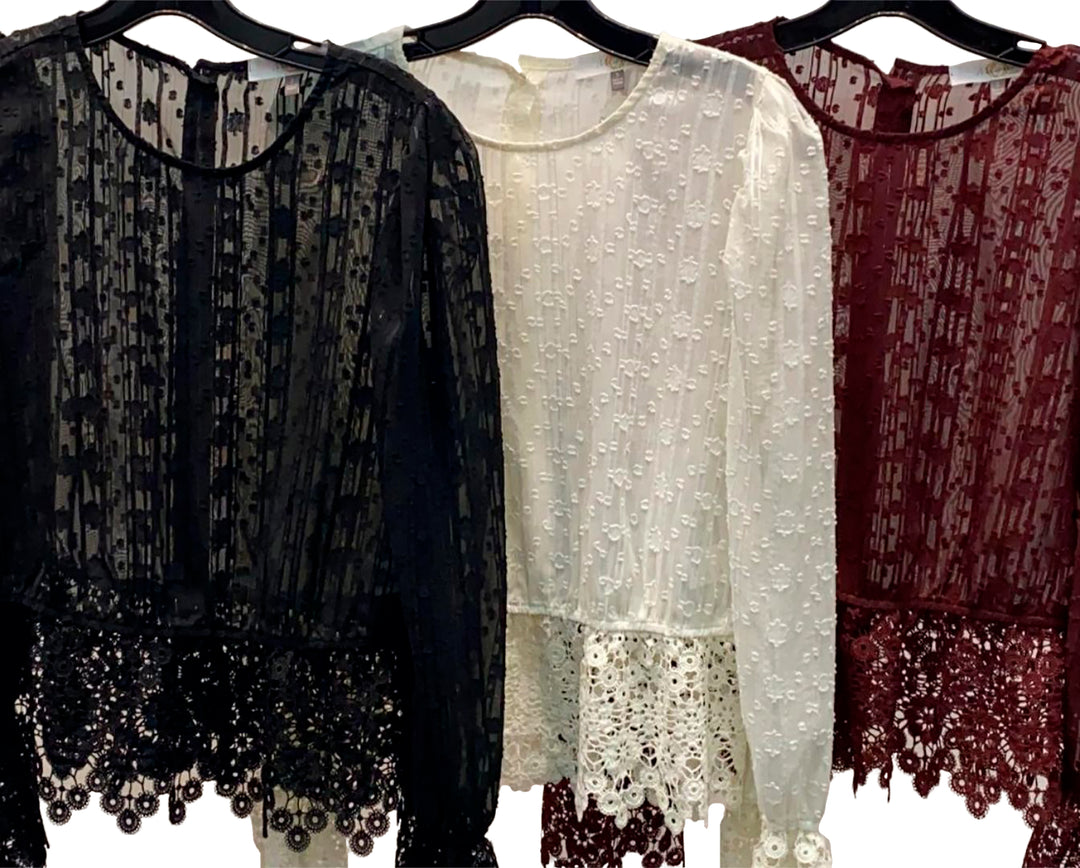 Blusa de Encaje Manga Larga