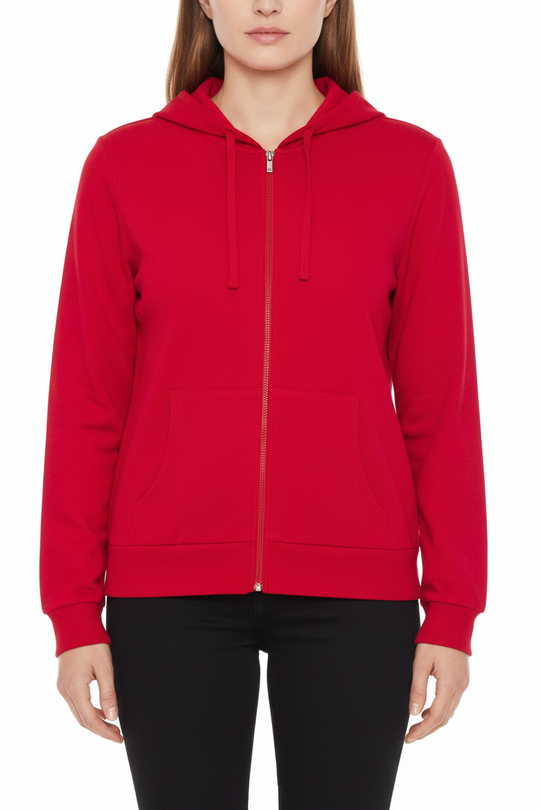 Sudadera Básica con Cierre Completo y Capucha de Mujer