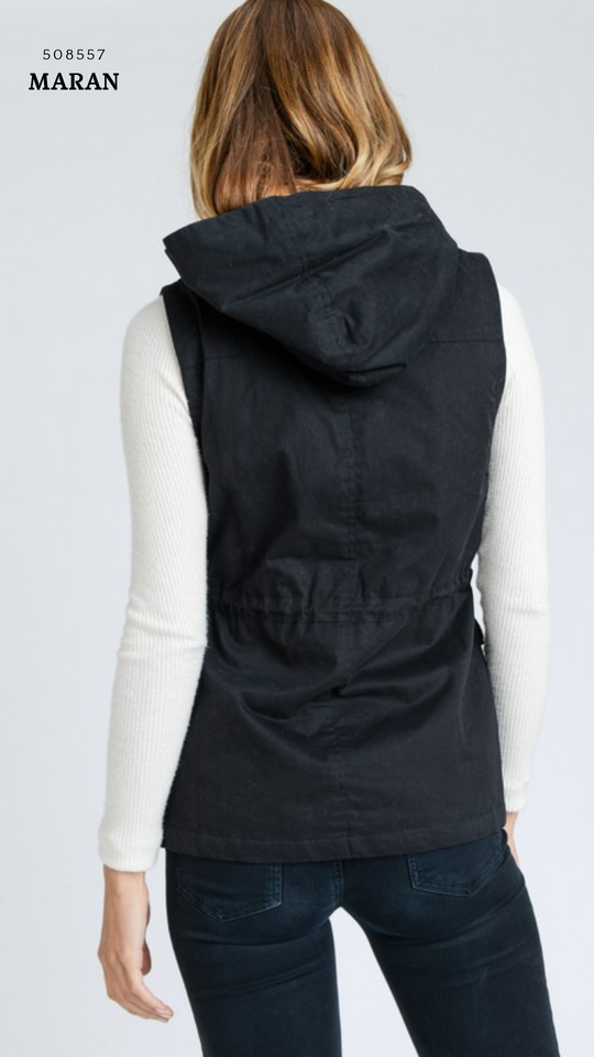 Chaleco Parka  con Gorro para Mujer – Gabardina Sin Mangas Ajustable