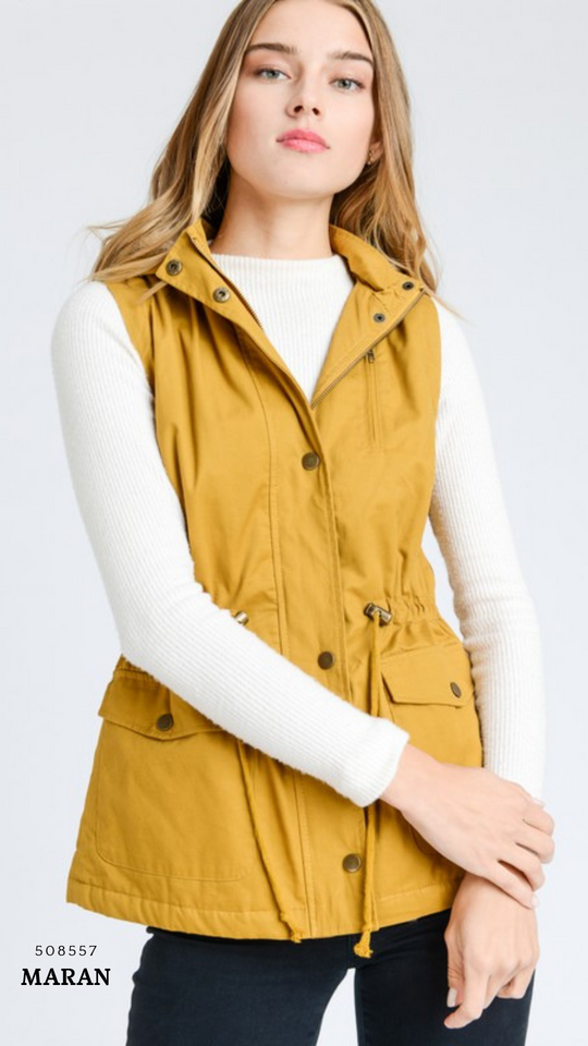 Chaleco Parka  con Gorro para Mujer – Gabardina Sin Mangas Ajustable