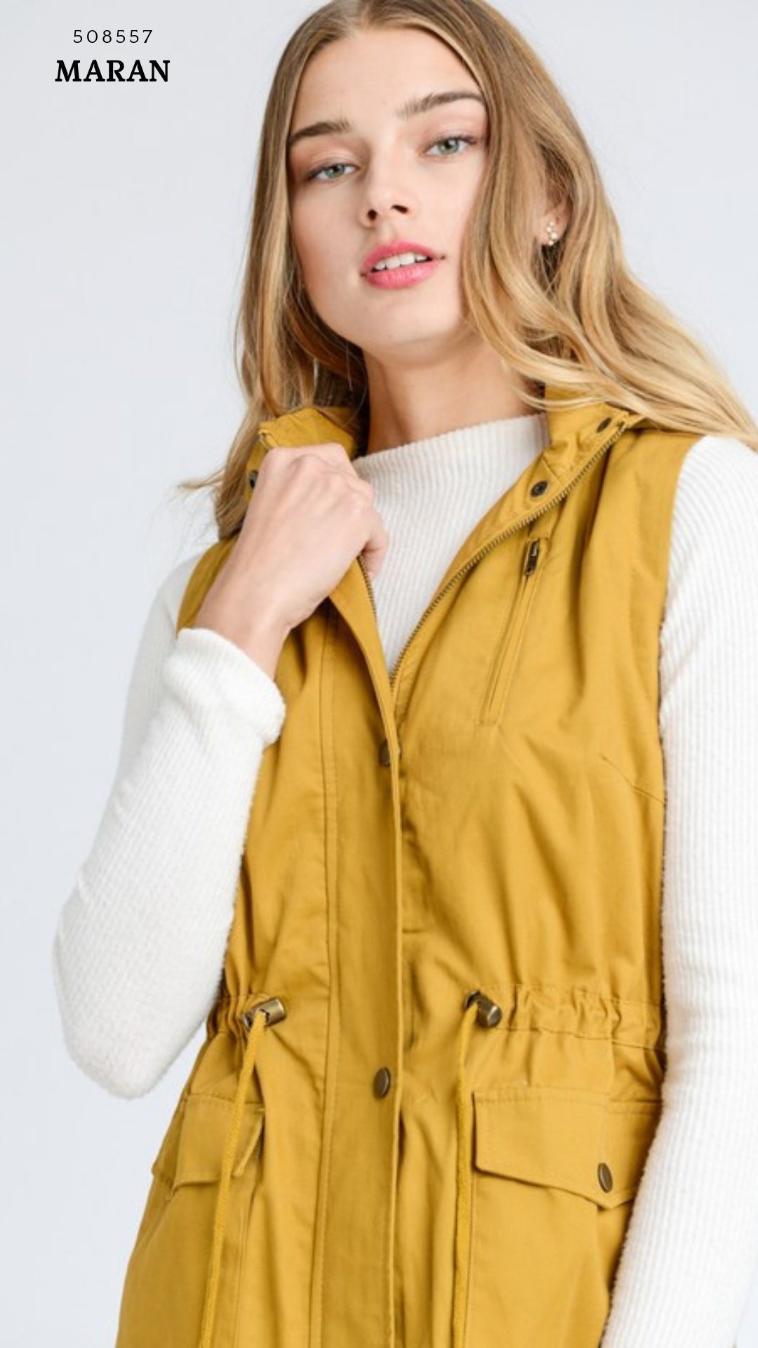 Chaleco Parka  con Gorro para Mujer – Gabardina Sin Mangas Ajustable