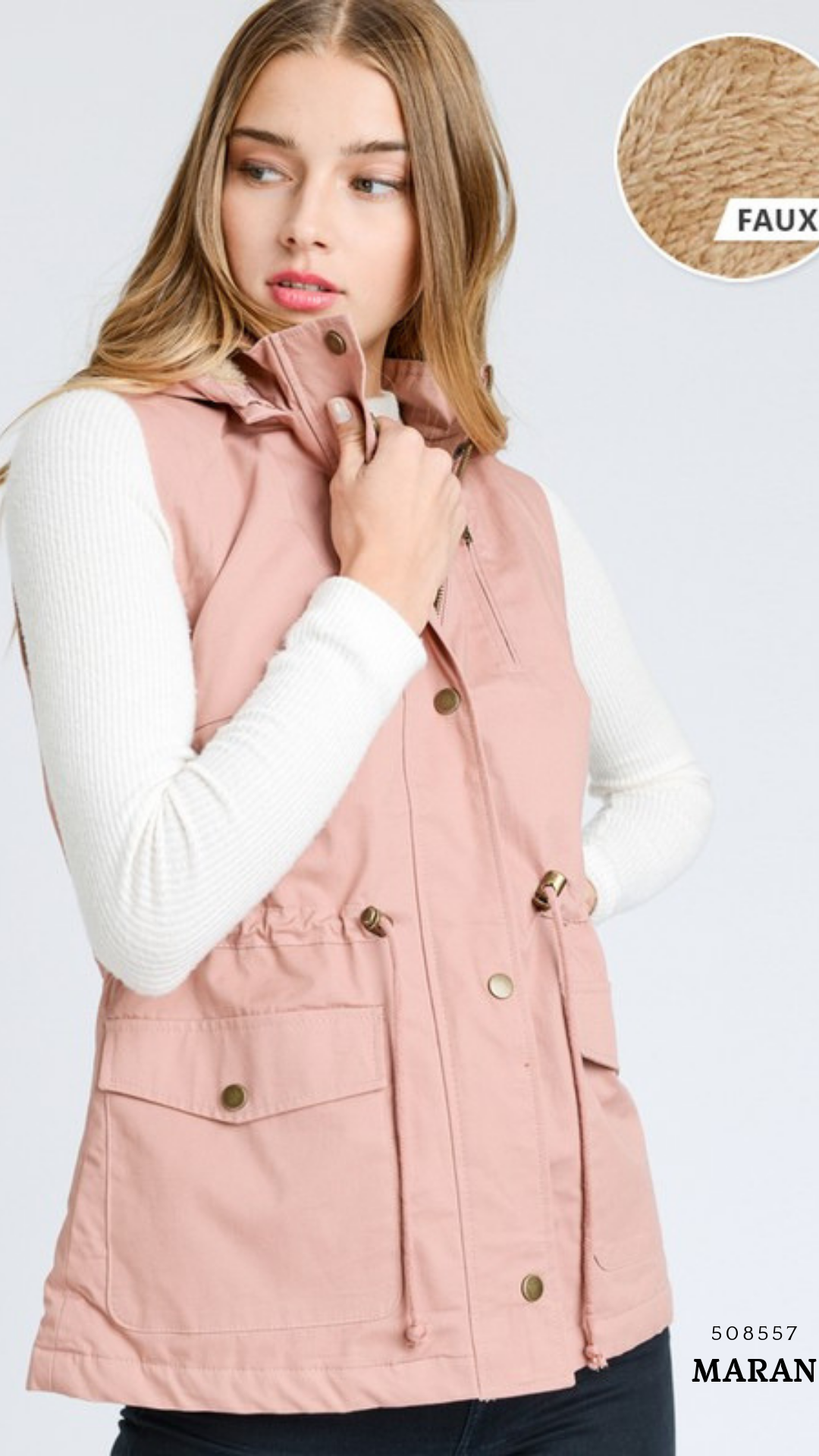 Chaleco Parka  con Gorro para Mujer – Gabardina Sin Mangas Ajustable