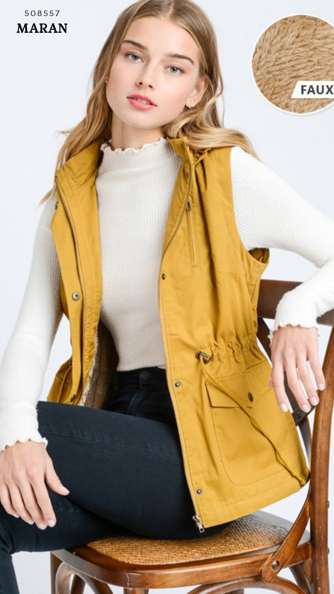 Chaleco Parka  con Gorro para Mujer – Gabardina Sin Mangas Ajustable