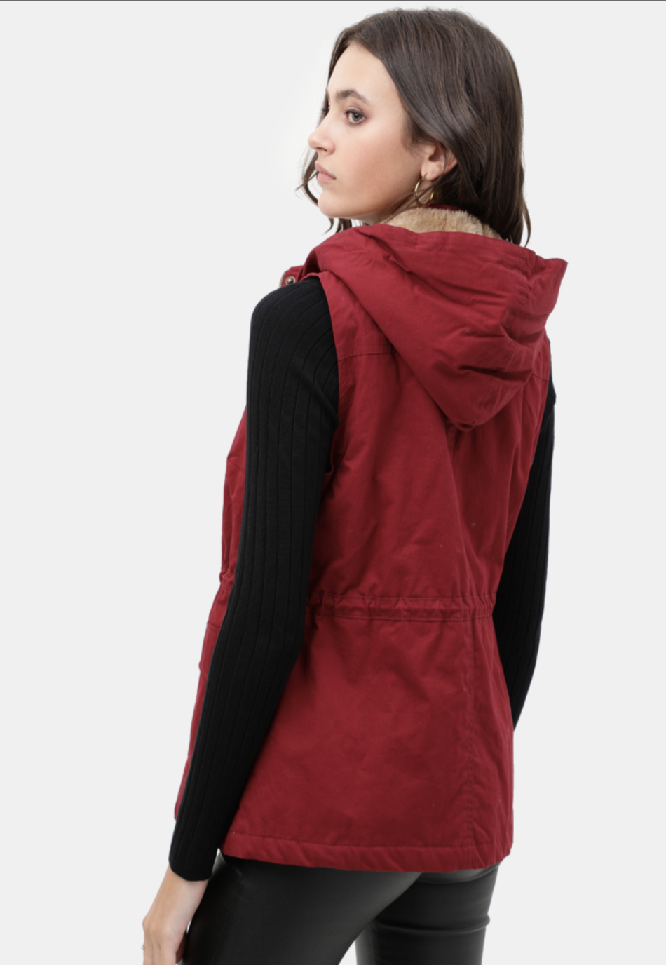 Chaleco Parka  con Gorro para Mujer – Gabardina Sin Mangas Ajustable